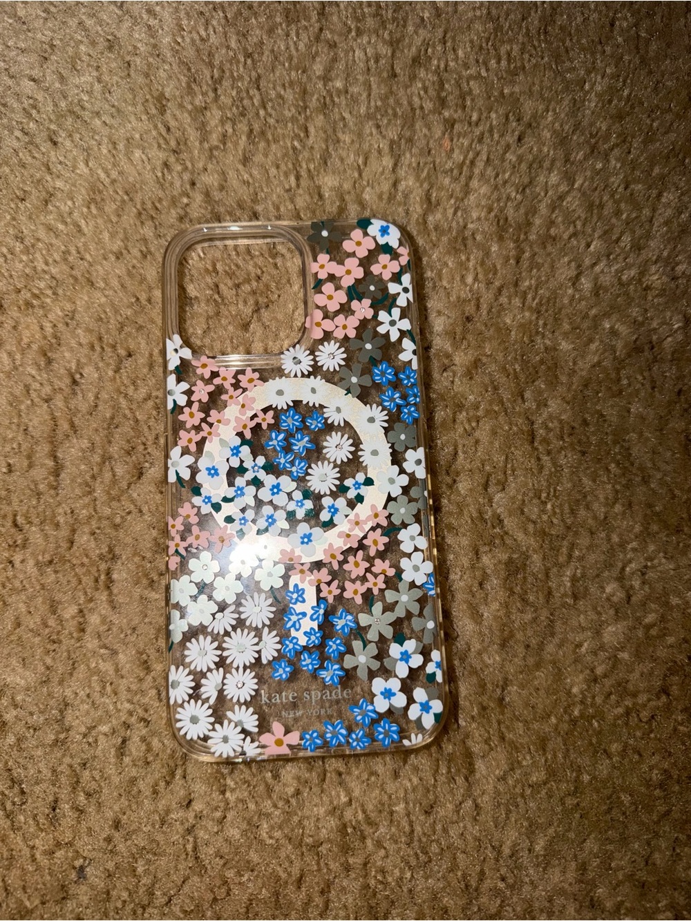 15 pro max, MagSafe, kate spade Clear Floral iPhone Case - Pink, Blue, White